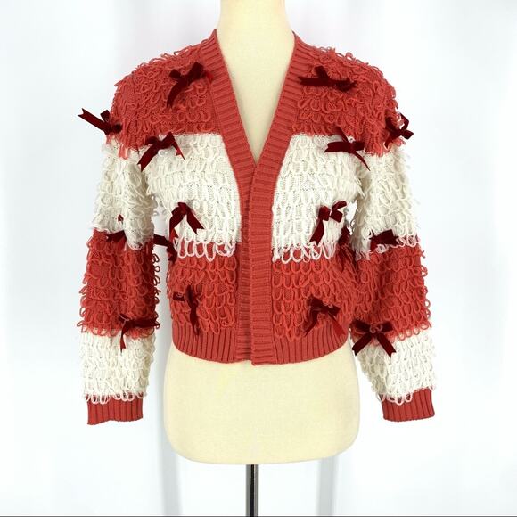 Mighty Fine Pink Bowtie Cardigan Sweater Size XS NWT - Picture 2 of 9